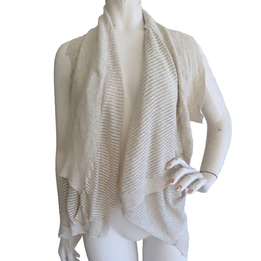 ALL SAINTS Kumara Gilet Cardigan Sweater Light Tan Knit Open Front Size 8